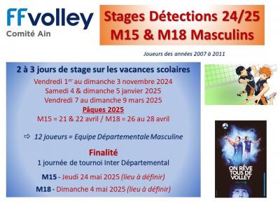 Presentation stages detections m15 et m18 masculins 2024 2025